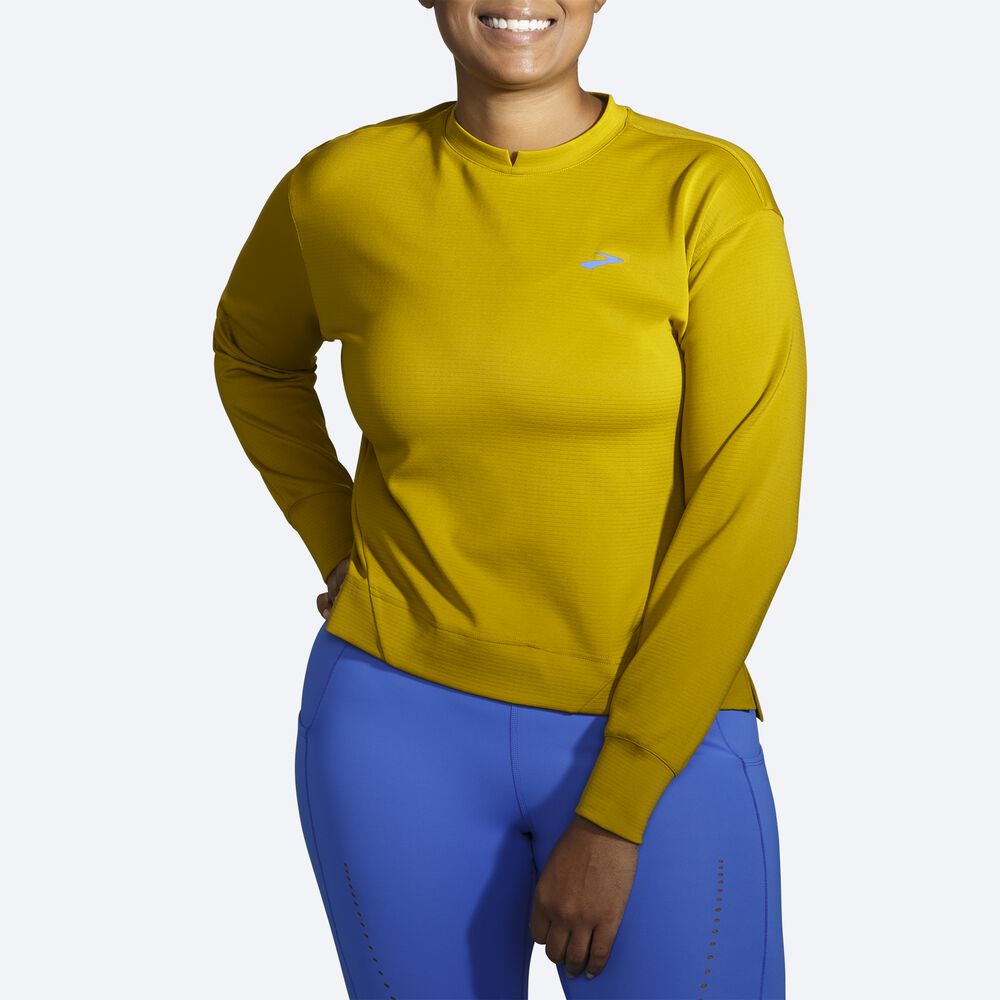 Women's Brooks Run Within Sweatshirts Gold | USA54287