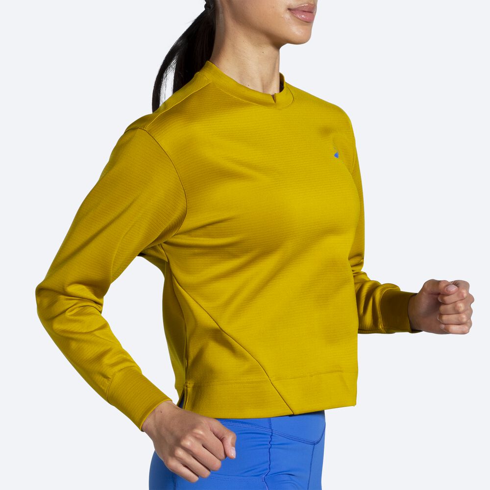 Women's Brooks Run Within Sweatshirts Gold | USA54287