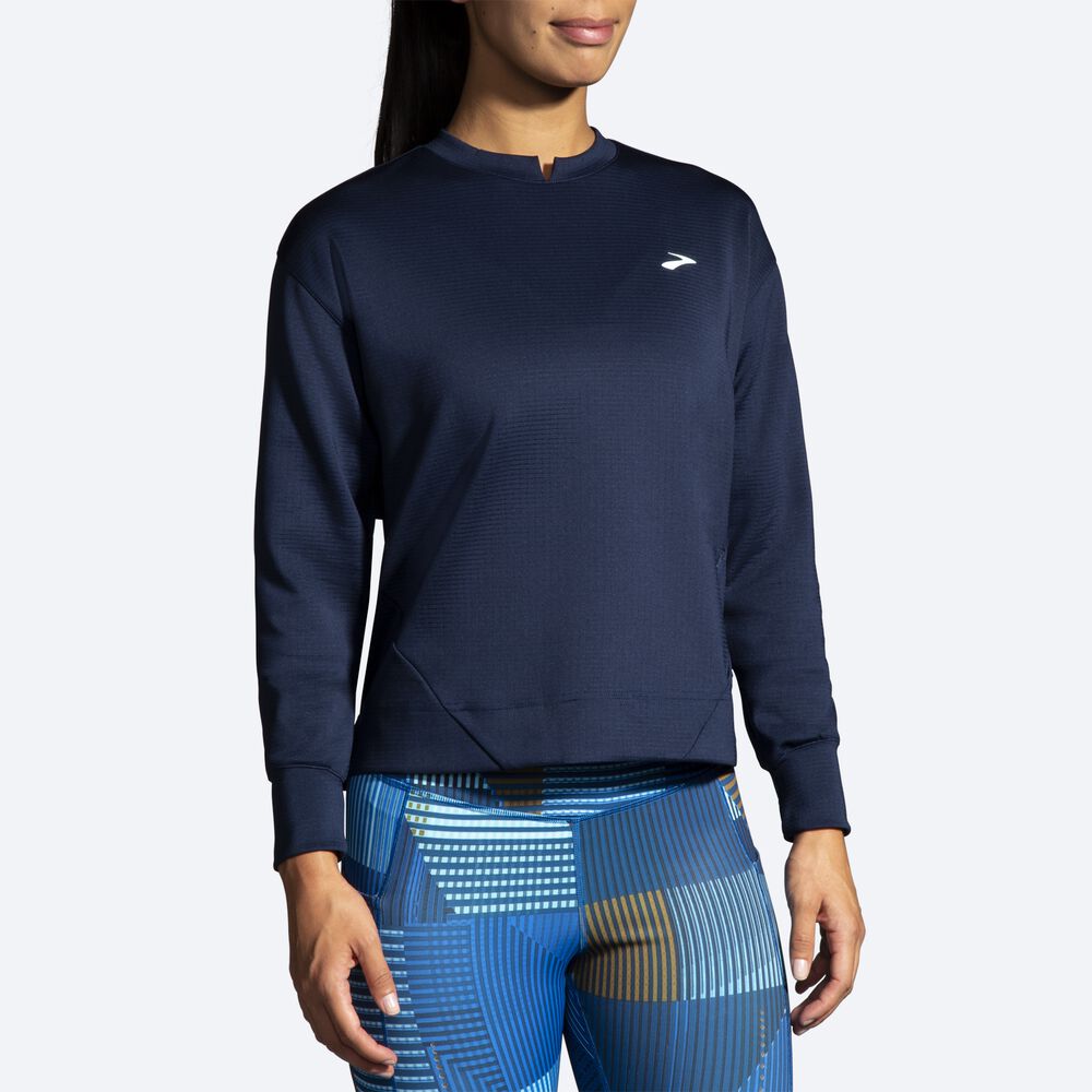 Women's Brooks Run Within Sweatshirts Navy | USA64190