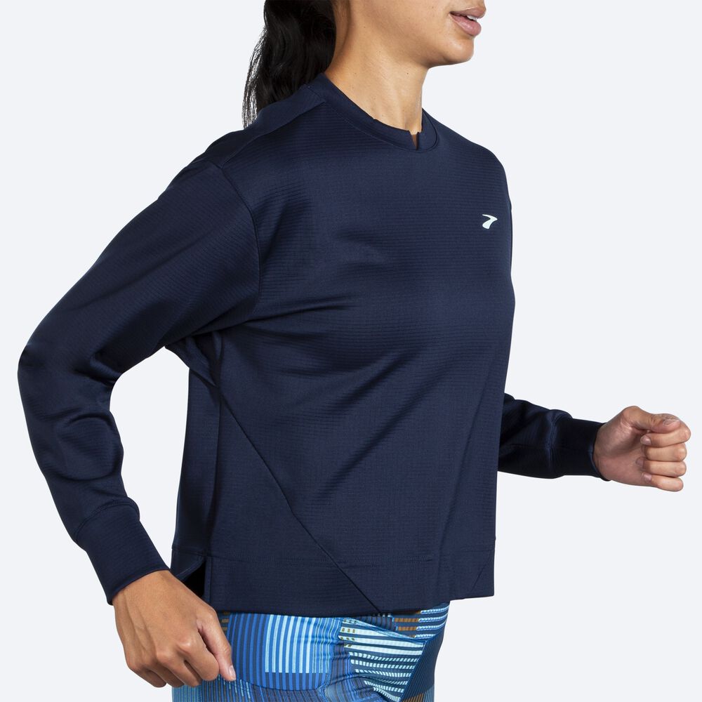 Women's Brooks Run Within Sweatshirts Navy | USA64190