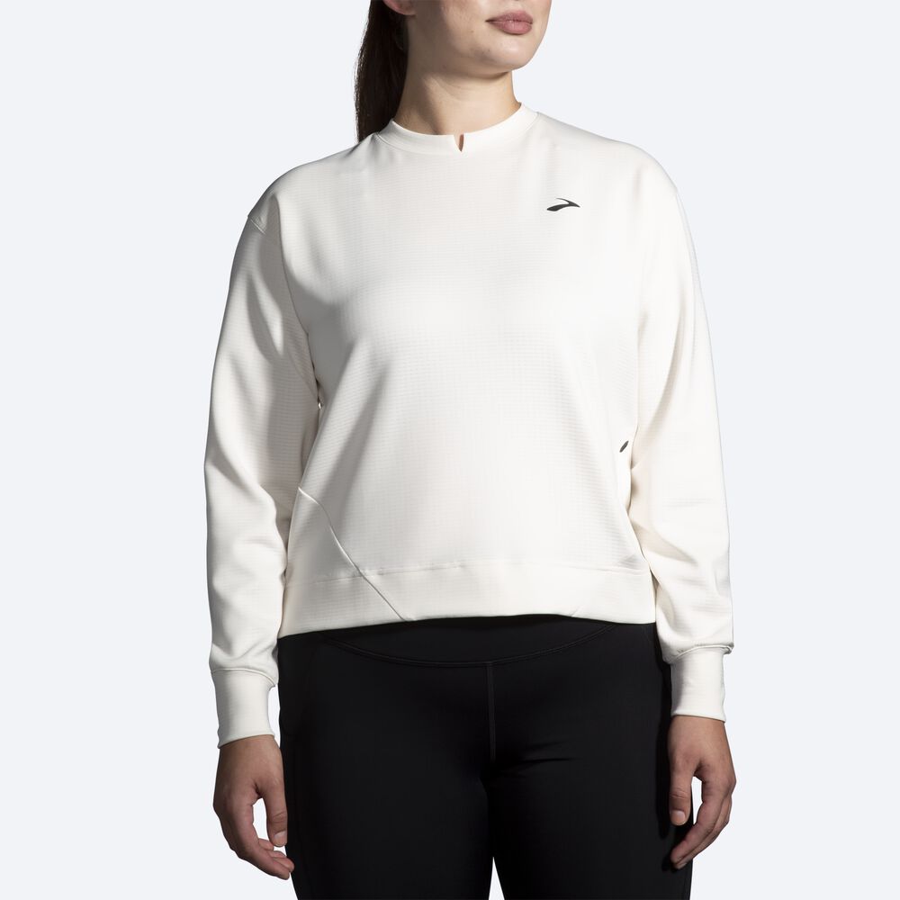 Women's Brooks Run Within Sweatshirts White | USA91523