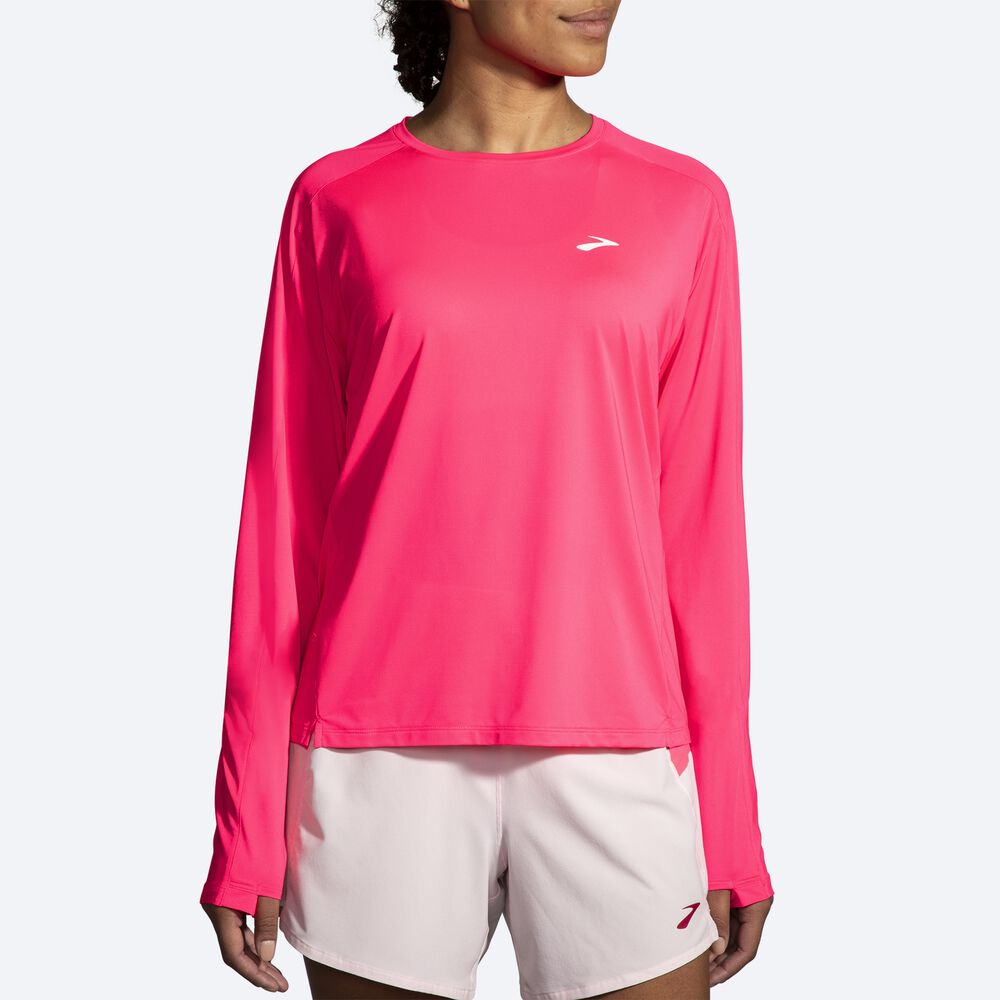 Women's Brooks Sprint Free Long Sleeve 2.0 T-Shirts Pink | USA80359