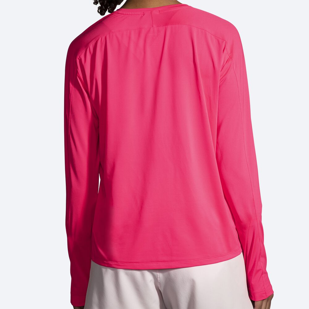 Women's Brooks Sprint Free Long Sleeve 2.0 T-Shirts Pink | USA80359