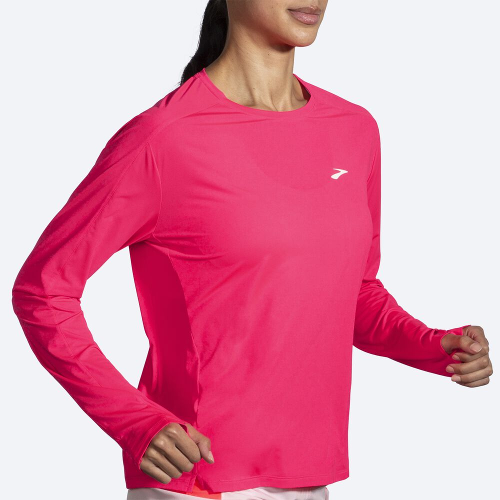 Women's Brooks Sprint Free Long Sleeve 2.0 T-Shirts Pink | USA80359