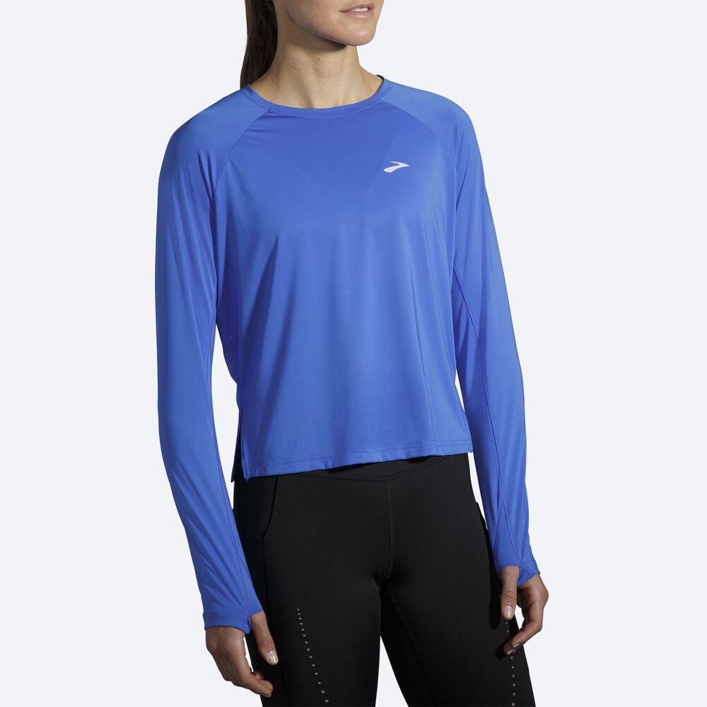 Women's Brooks Sprint Free Long Sleeve T-Shirts Blue | USA08596