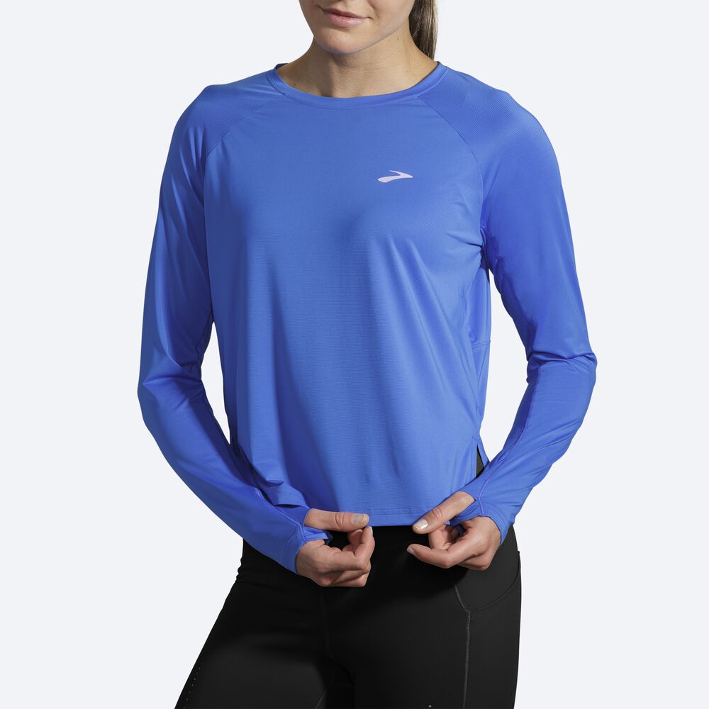 Women's Brooks Sprint Free Long Sleeve T-Shirts Blue | USA08596