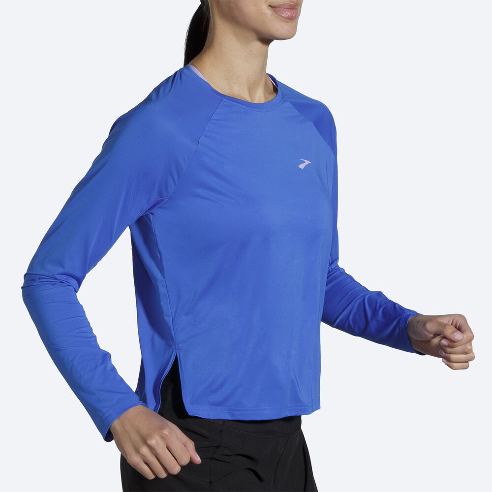 Women's Brooks Sprint Free Long Sleeve T-Shirts Blue | USA08596