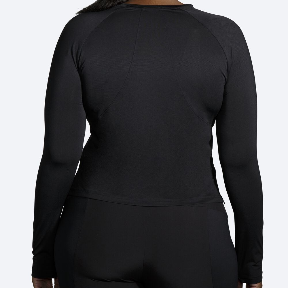 Women's Brooks Sprint Free Long Sleeve T-Shirts Black | USA15396