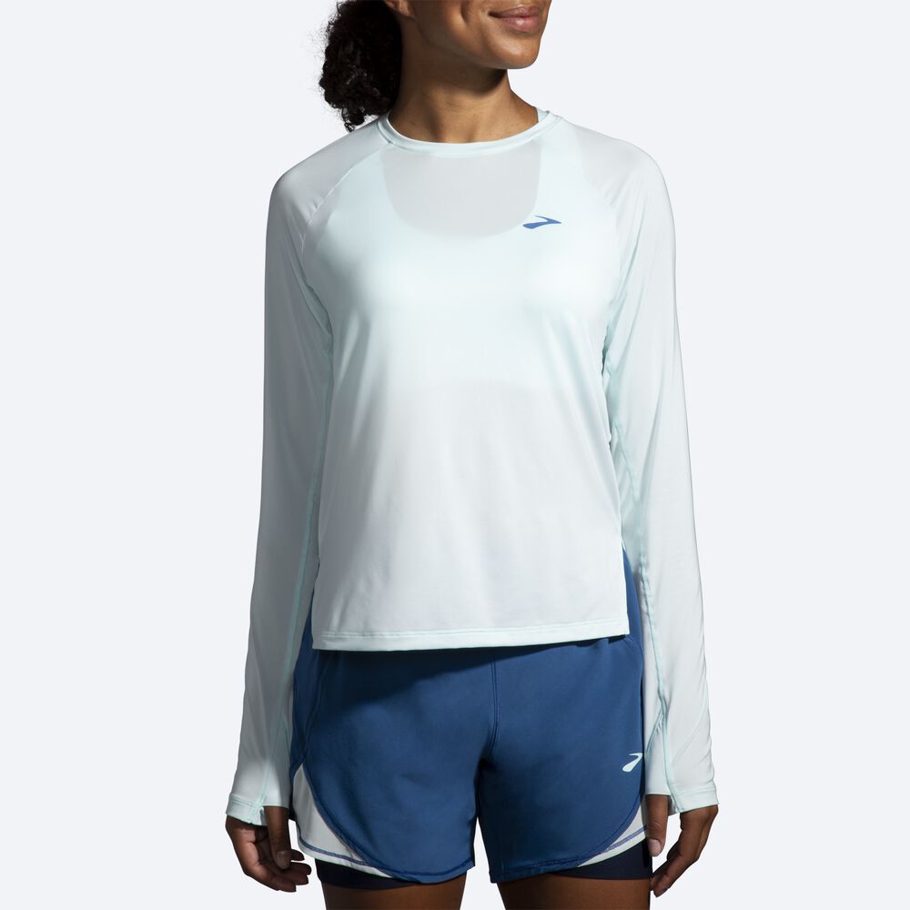 Women's Brooks Sprint Free Long Sleeve T-Shirts Blue | USA46357