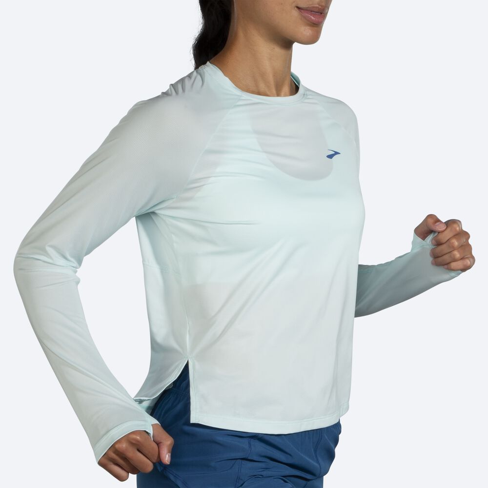 Women's Brooks Sprint Free Long Sleeve T-Shirts Blue | USA46357