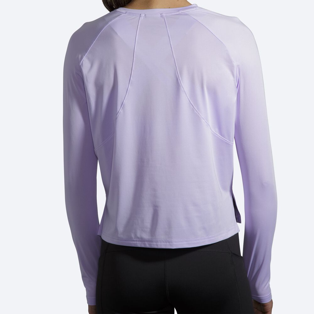 Women's Brooks Sprint Free Long Sleeve T-Shirts Purple Grey | USA93165